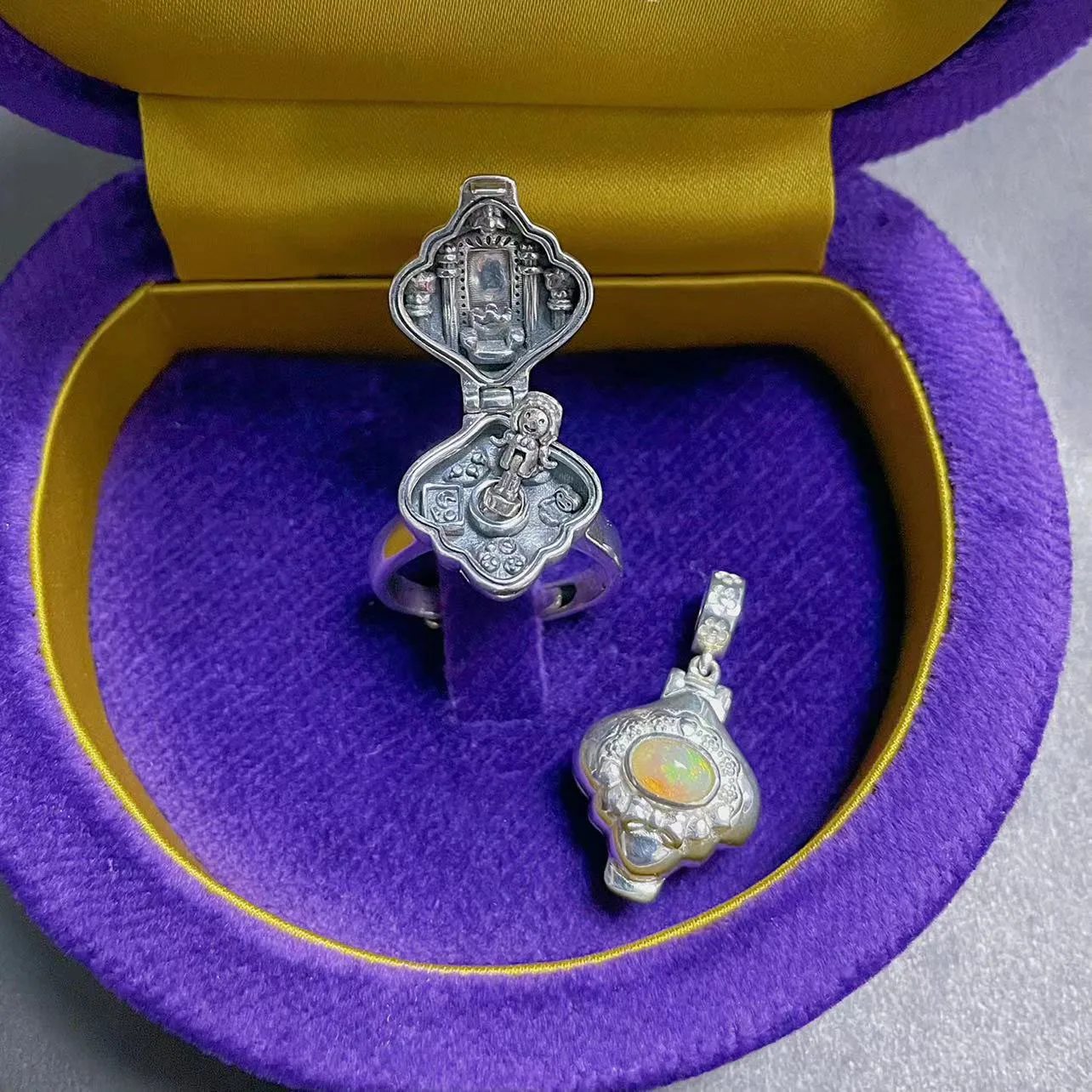 

Регулируемое кольцо из серебра 925 пробы, карманный Шарм-бусина Teatime Polly с мини-куклой для браслета Pandora, европейские ювелирные изделия