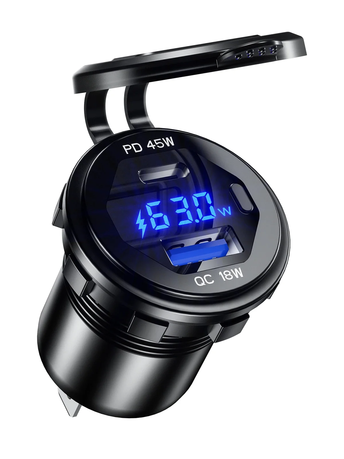 

Мощность ful 63 Вт двойное зарядное устройство для автомобиля с индикатором питания и переключателем, 12 В 24 В PD3.0 / QC3.0 адаптер для быстрой зарядки, Комплект «сделай сам»