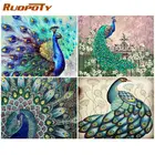 Алмазная 5D картина RUOPOTY с квадратными и круглыми стразами, вышивка крестиком павлина, поделки сделай сам, украшение для стен, мозаика в подарок