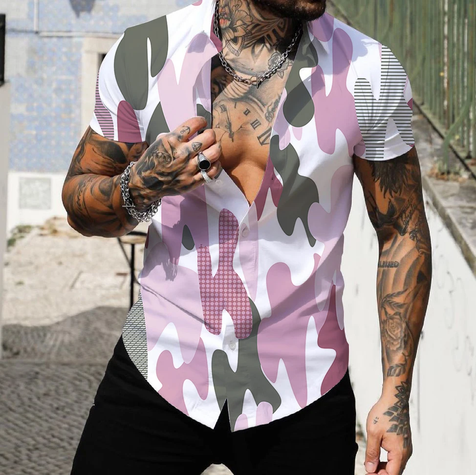 

Men's Hawaiian Shirts Casual Instruments 3D Printed Loose Shirts Short Sleeve Beach Shirts Tops Camicias homme