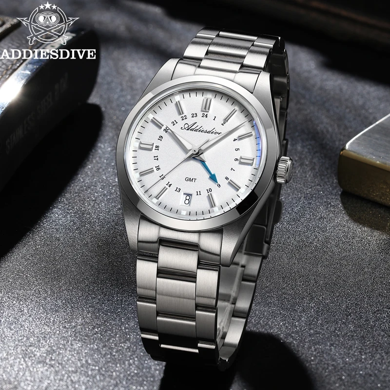 Новинка часы ADDIESDIVE GMT Swiss Ronda 515-24H кварцевые наручные 100 м водонепроницаемые 36 мм