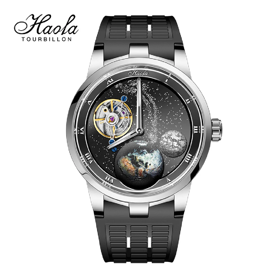 

Haofa 1952 Carrousel Mechanical Watches Men Manual Fashion Karrusel Rotation Sapphire Watch For Men Waterproof Starry Luxury
