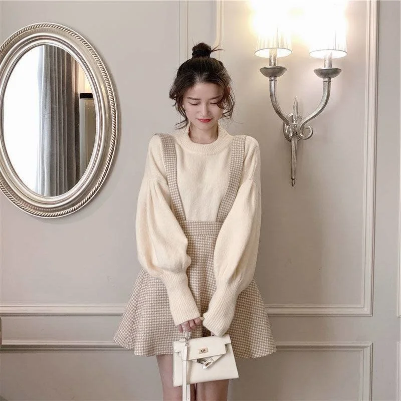 

Skirt female autumn and winter fried Street sweater suspender skirt suit female 2022 new Korean style foreign style aging