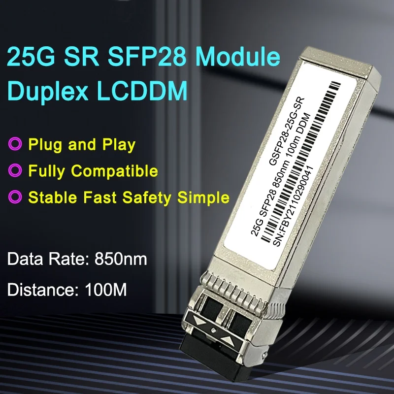 25G SFP28 модуль Dual LC 25GBASE-SR 850nm 100m DDM MMF оптический трансивер для коммутатора