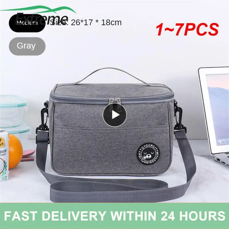 

1~7PCS Portable Lunch Bag Food Thermal Box Durable Waterproof Office Cooler Lunchbox With Shoulder Strap Organizer Insulated