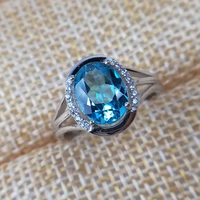 meibapj925 sterling silver inlaid with 3 carats natural london blue topaz stone open ring for women