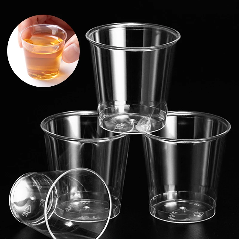 

50 Pcs Mini Clear Hard Plastic Disposable Party Shot Glasses Jelly Cups Tumblers 1Oz /30ml Tasting Cup Short Drinking Cup