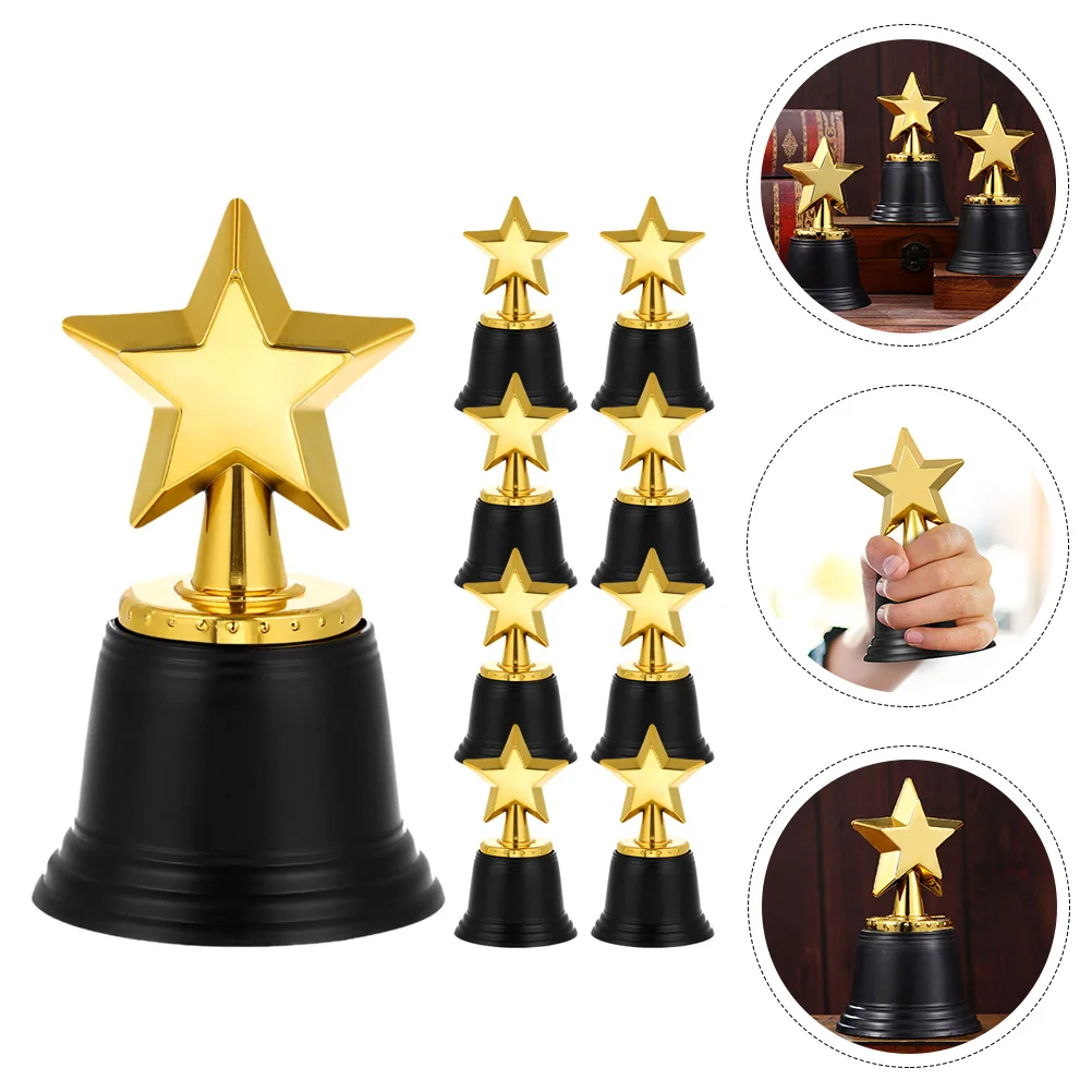 

9Pcs Star Award Trophies Mini Golden Cup Model Plastic Achievement Prize Trophy Cups