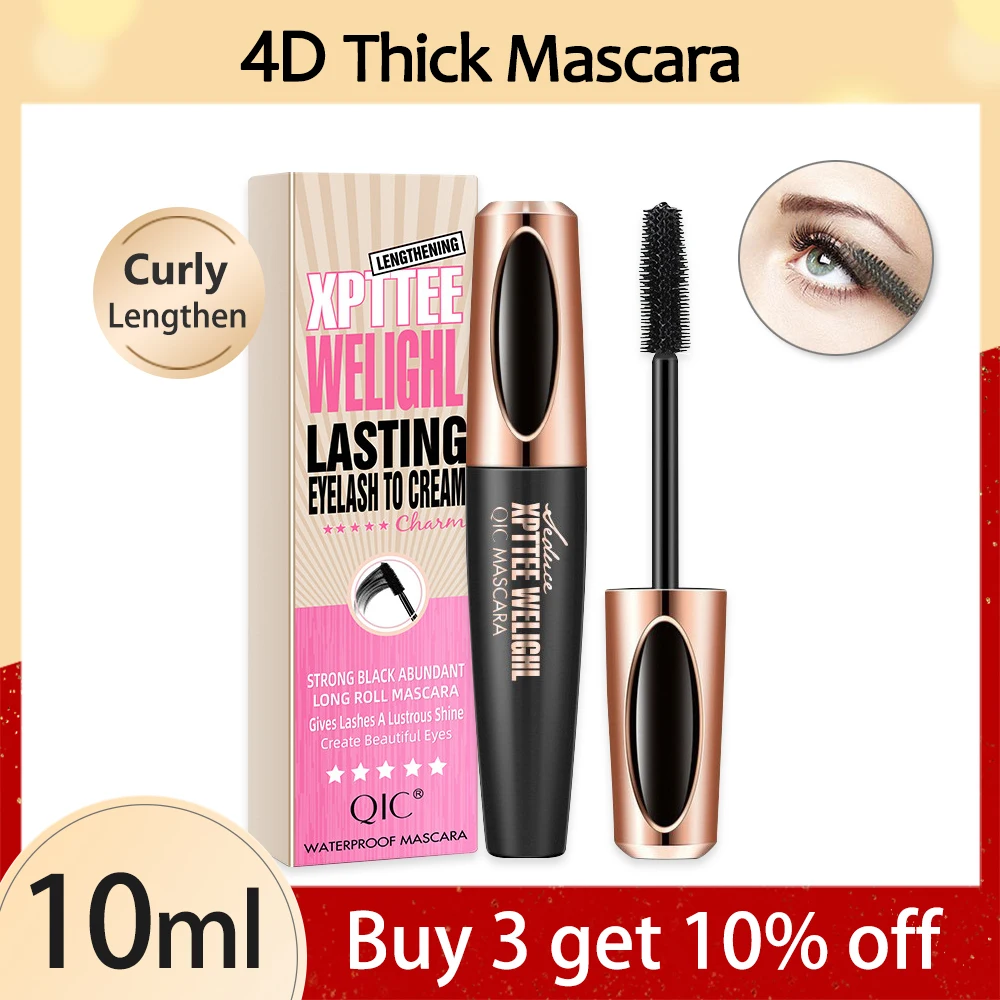 

4D Mascara Lengthening Extension Thick Black Lash Eyelash Curly Waterproof Sweatproof Long Lasting Effect Professional Makeup