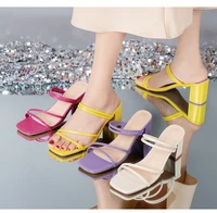 2022 brand summer women slipper slides female peep toe square heel sandal ytmtloy indoor zapatillas mujer casa ladies sandals