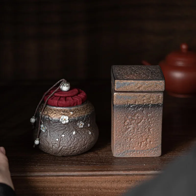 

Japanese Gilding Iron Pot Stoneware Silver Plum Gourd Pot Sealed Portable Small Storage Tank Tea Pot Tea Jar Tea Box Tea Storage