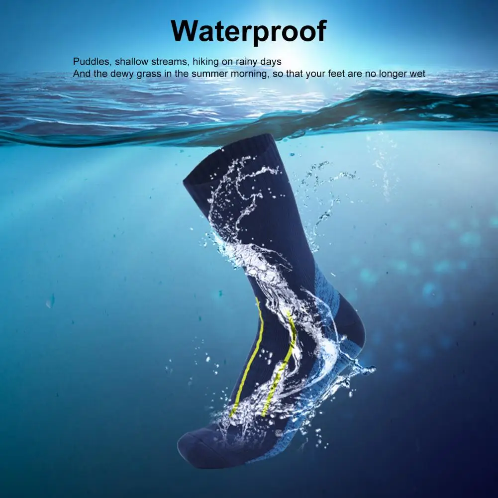 1 Pair Waterproof Socks Elastic Mid-Tube Soft Socks Foot Protection Winter Hiking Wading Riding Skiing Socks for Outdoor Sports