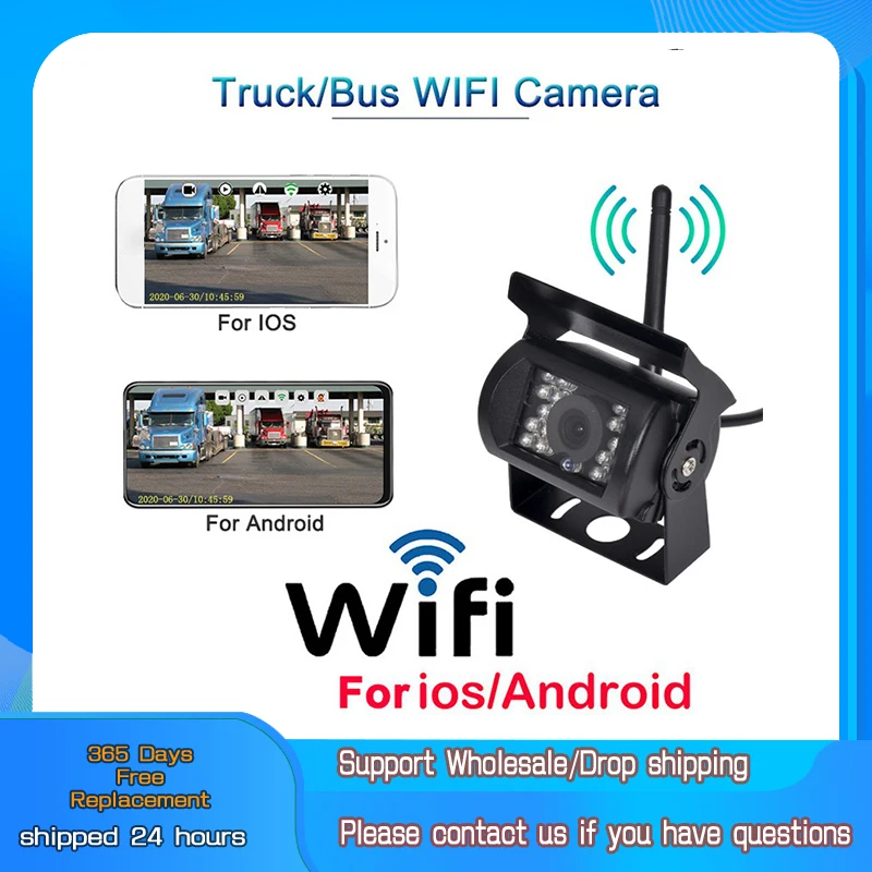 

WiFi Wireless Truck Bus Car Rear View Camera 12V~24V Automobile LED Reverse HD Night Vision Waterproof Backup Camera