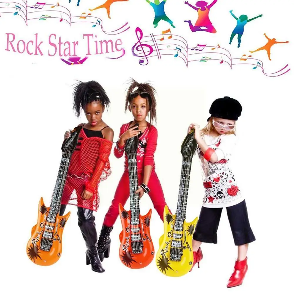 

95cm Inflatable Guitar Toy Pvc Stage Props Children's Accessories Show Party Large Instruments Simulation Inflatable Multi- Y0i1