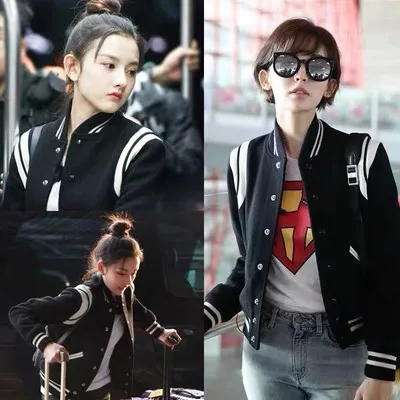 Женская бейсбольная куртка Мужская Стандартная Бомбер в стиле хип-хоп Harajuku