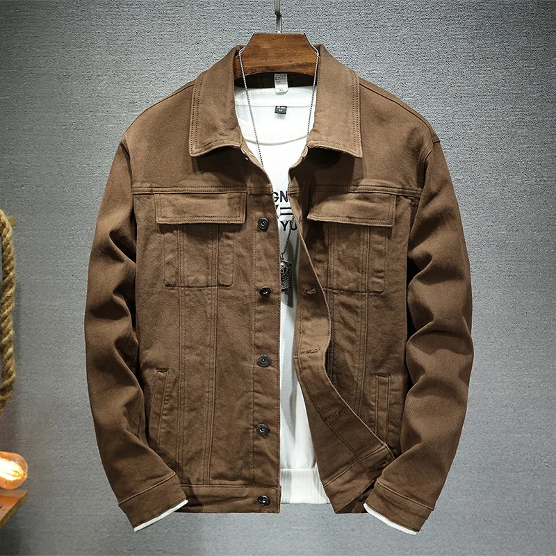2022 Spring and Autumn New Men's Fashion Elastic Denim Jacket Men's Top Spring and Autumn Handsome Simple Denim Jacket Men