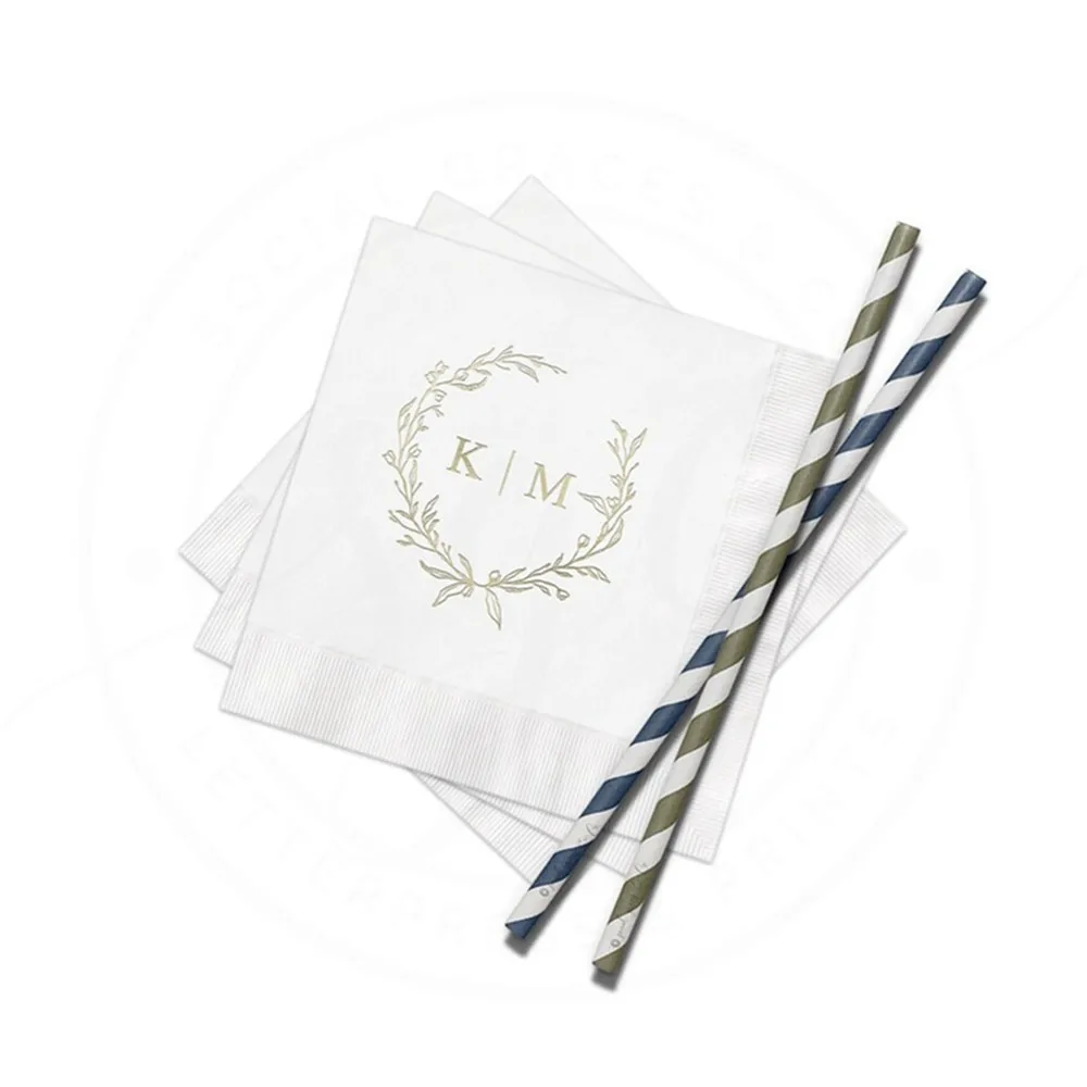 50 шт. персонализированные Коктейльные салфетки свадебные шампанское золото