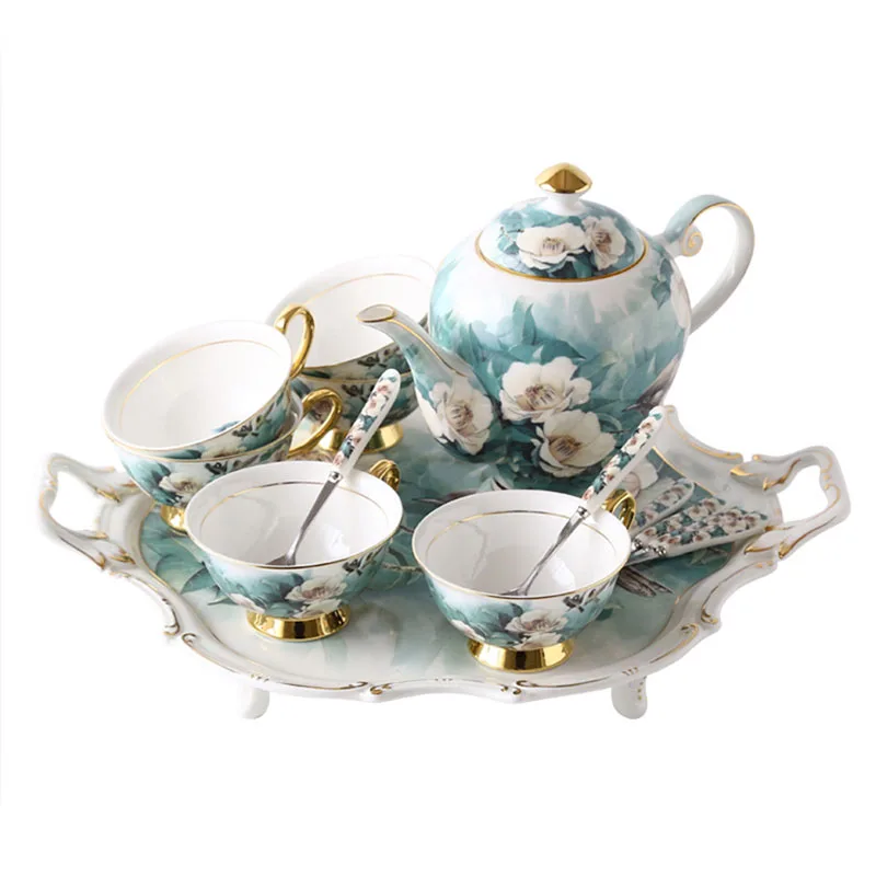 

European-style Bone China Afternoon Tea Tea Set British Ceramic Coffee Cup Coffee Set with Tray Tea Cups and Saucer Sets