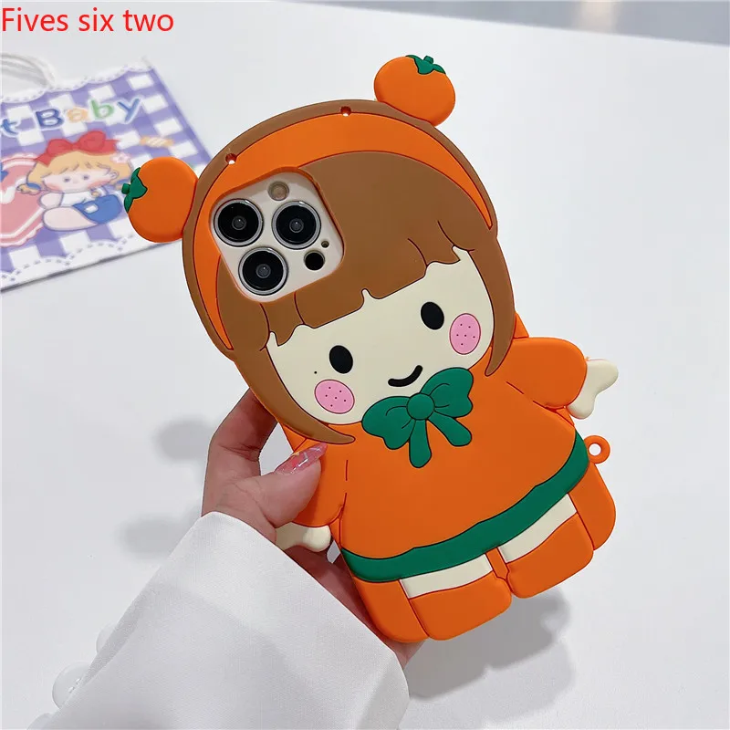 Мягкий силиконовый чехол с корейским мультяшным рисунком Super Cute 3D Orange Girl для Xiaomi