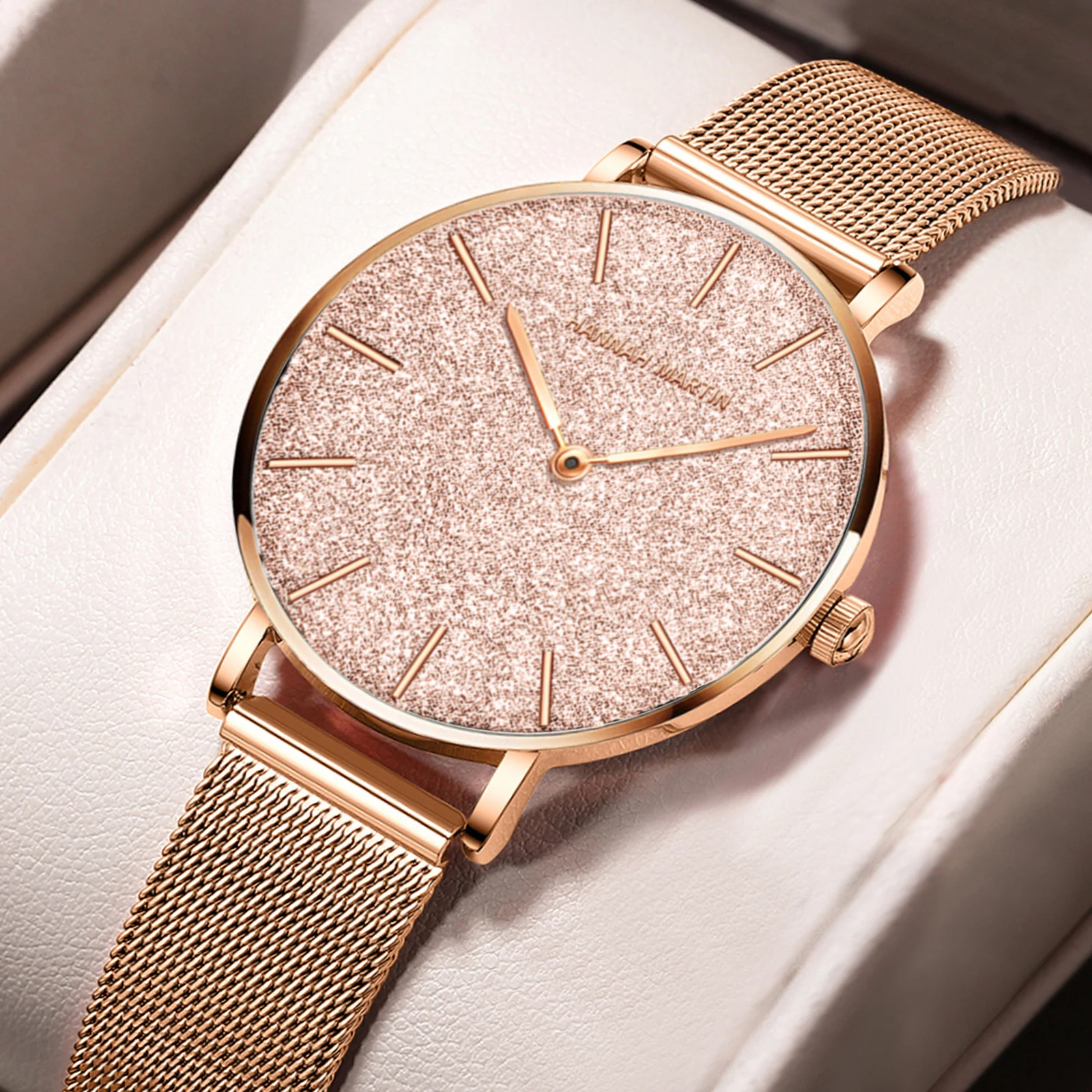 Элегантные женские часы серебряные 3 бара водонепроницаемые оригинальные