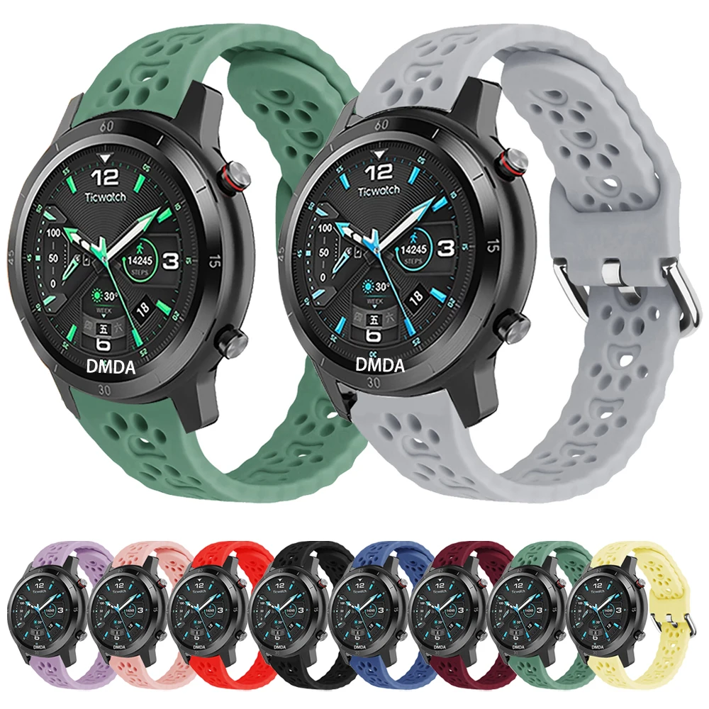 

Ремешок силиконовый для TicWatch Pro 3 Ultra GPS /GTX/S2/E2/E3/GTH, мягкий спортивный браслет для смарт-часов, 20 мм 22 мм