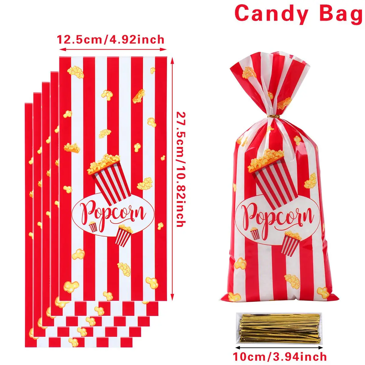 

Красно-белые полосатые бумажные пакеты для попкорна Wayfun