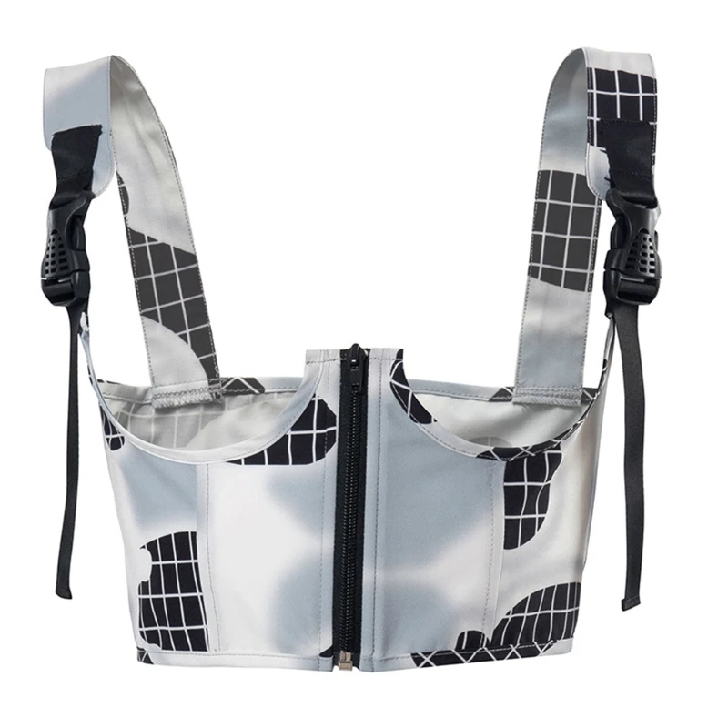 

Women Front Zipper Close Girdle Waist Cincher Stretch Belt Shoulder Straps Corset Top Wide Elastic Waistband