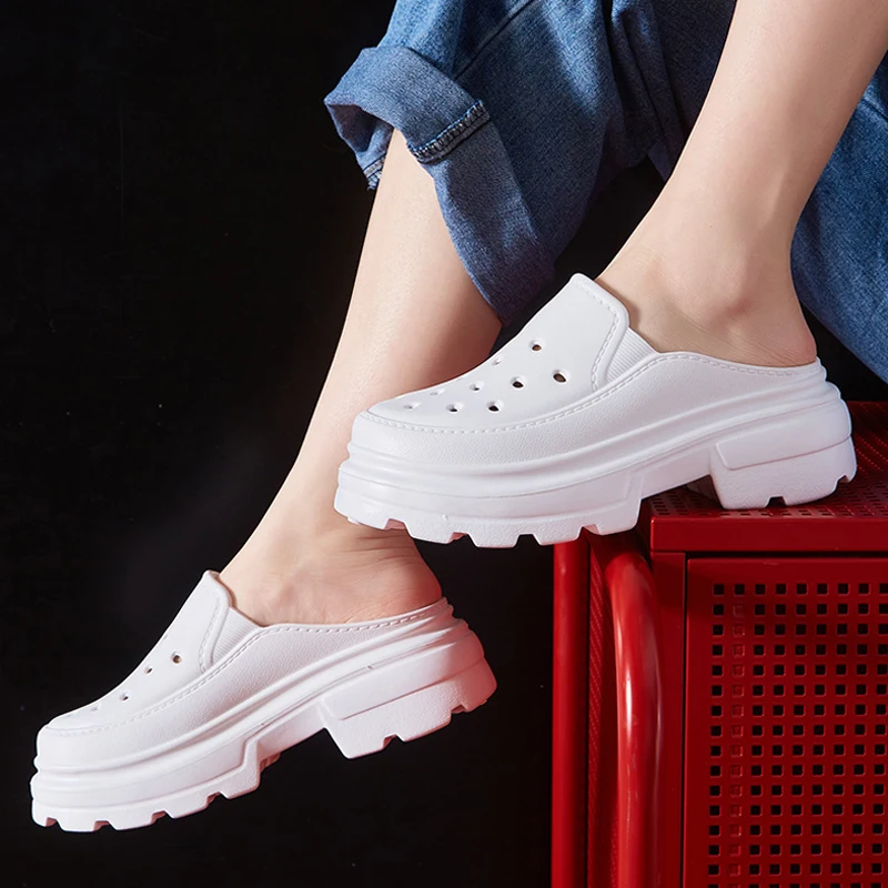 Women's high-heeled slippers in 2023 summer Eva hollow outdoor beach sandals