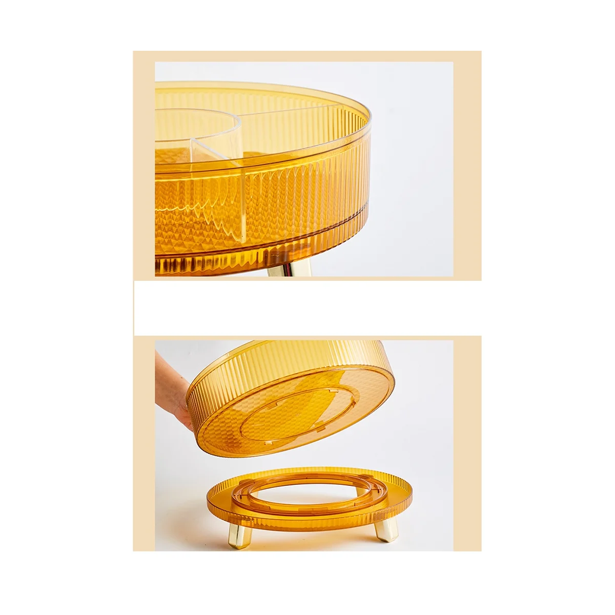 

Трехслойная вращающаяся зернистая чаша высокого качества, домашняя многофункциональная коробка для хранения семян дыни, оранжевого цвета