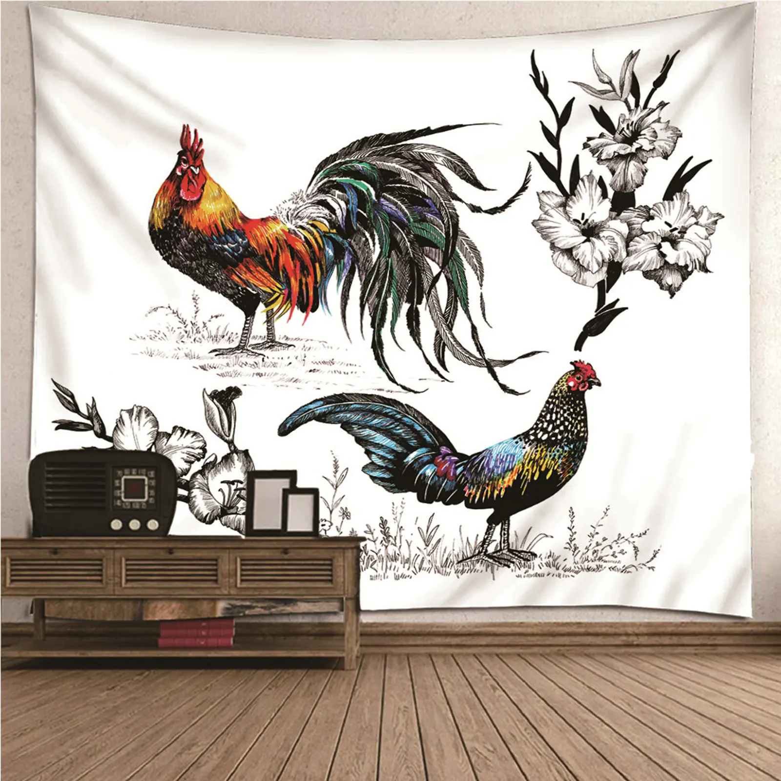 

Cool Tapestry Tapestry Wall Hanging Nature animal Chickens & Flowers Wall Hanging Blanket Dorm Art Decor Covering