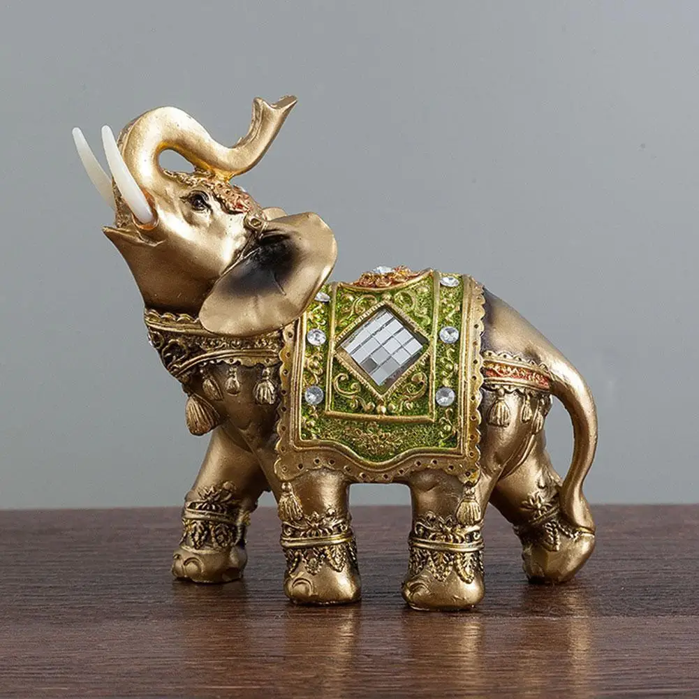 

Resin Elephant Statue Ornament Elephant Sculpture Figurine Crafts Gifts Decoration Wealth Office Luck Home Symbol Fortune B X5p0