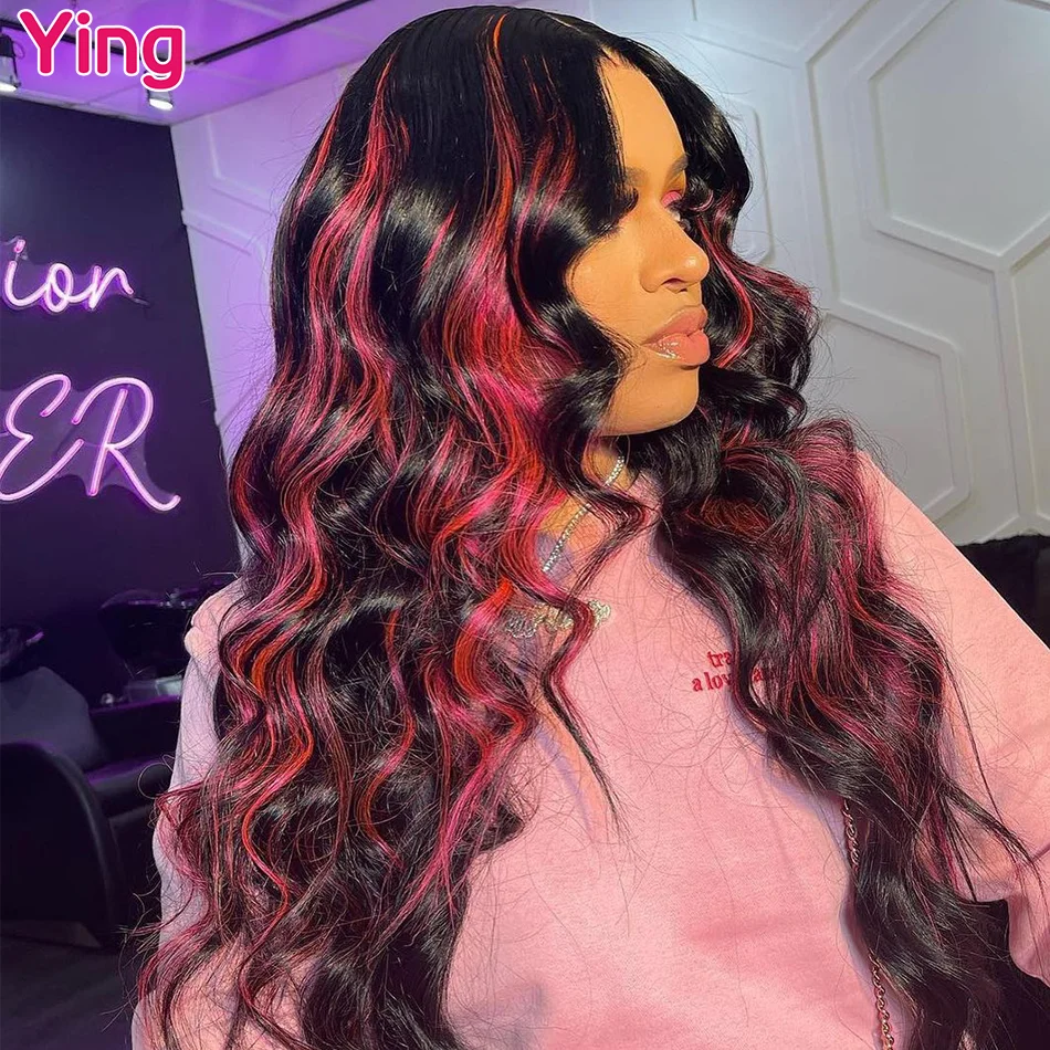 Ying Highlight Rose Pink 5x5 Transparent Lace Wig 13x4 Lace Front Wig 10A Hair 13x6 Lace Front Wig PrePlucked 30 Inch Wig