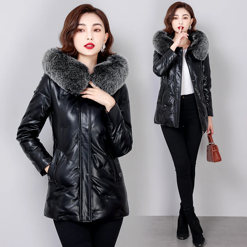 New Fashion Winter 90% White Duck Down Women Coats Real Fox Fur Collar Hooded Down Jacket Women Parkas Thick Warm Snow Outwear