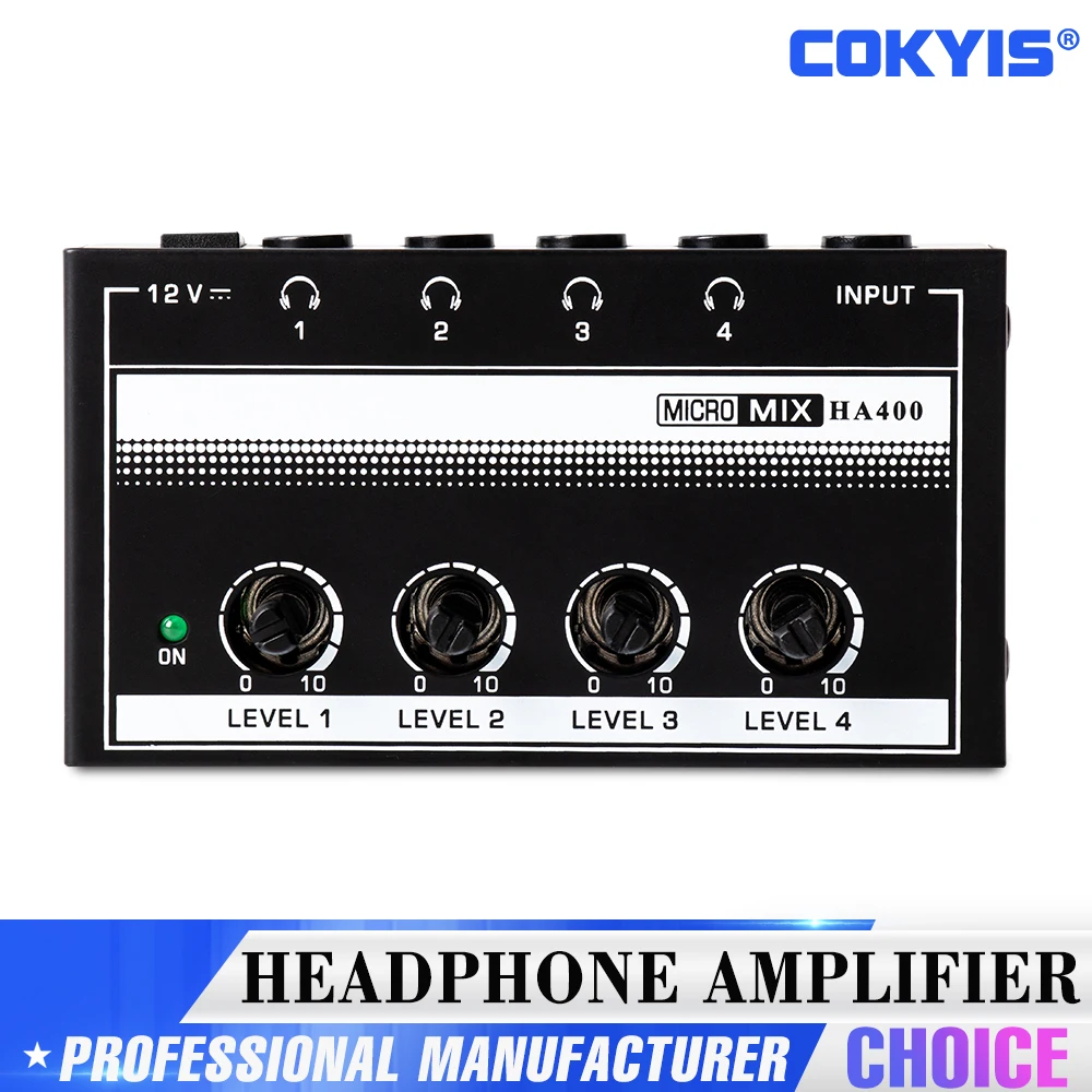 

4-канальный мини-усилитель для наушников HA400, ультракомпактный стерео-усилитель звука с адаптером питания, 10 МГц, усилитель для наушников для музыки