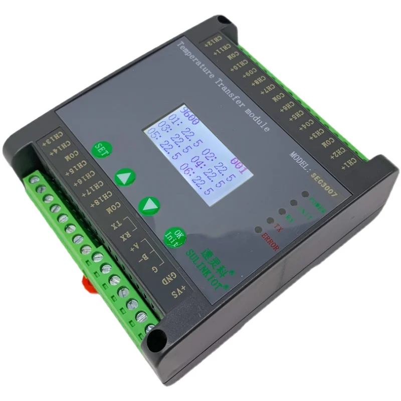 

Передатчик температуры термостойкости, 18 схем, PT100, ЖК-цифровой дисплей RS485/RS232, изоляция связи SEC3007