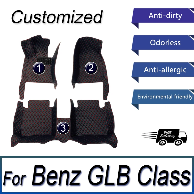 

Car Floor Mats For Mercedes Benz GLB Class X247 Five Seats 2019 2020 2021 2022 Custom Auto Foot Pads Carpet Accessories