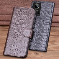 luxury lich genuine leather flip phone cases for oppo realme gt neo3 neo 3 real cowhide leather shell full cover pocket bag case