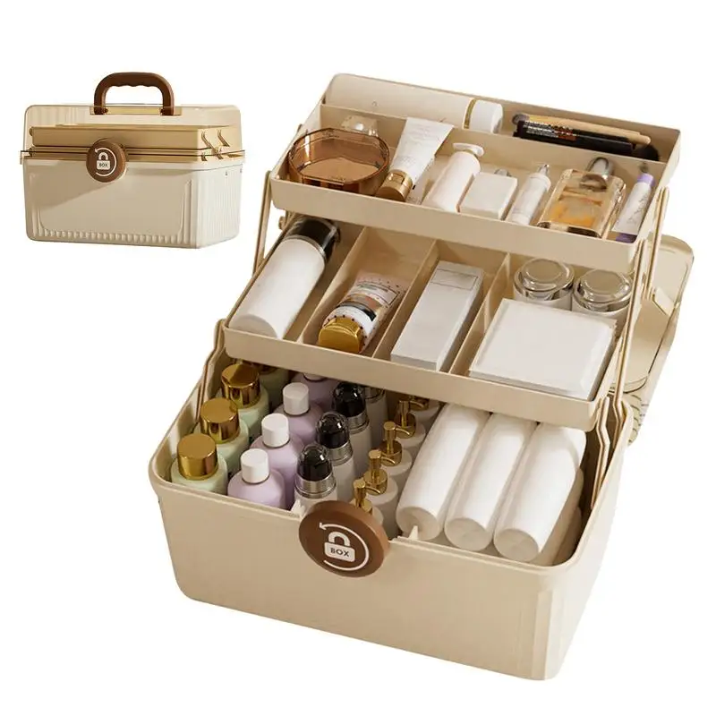 

Medicine Storage Box Family Medicine Storage Cabinet Dustproof Large Capacity Medicine Case Organizer 3 Layer Storage Box Trave