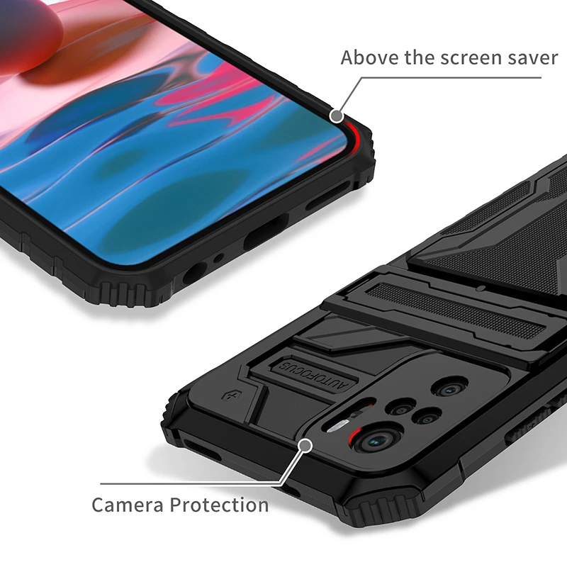 King Kong Card Bag Holder Phone Case For Xiaomi Redmi Note 10 9T 9A 9C 9 X 3 Fully Wrapped Anti Seismic Shatterproof Color Cover |