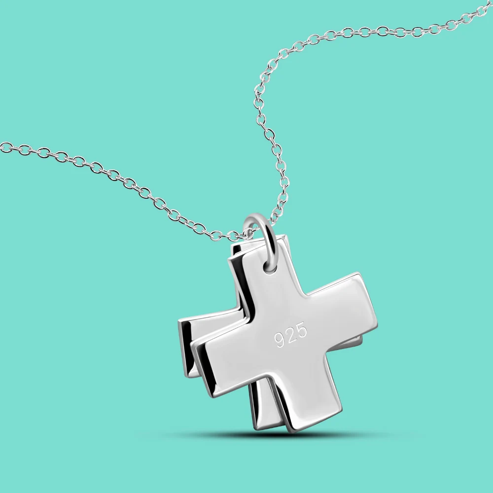 

Minimalist Women's 925 Sterling Silver Necklace Cross Pendant Silver Chain 16,17,18,20 Inch -Silver Jewelry Clavicle Rolo Chain