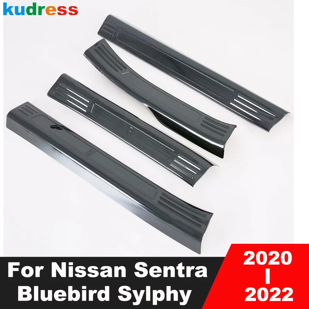 

Door Sill Scuff Plate Cover For Nissan Sentra Bluebird Sylphy 2020 2021 2022 Stainless Inner Door Protector Trim Car Accessories