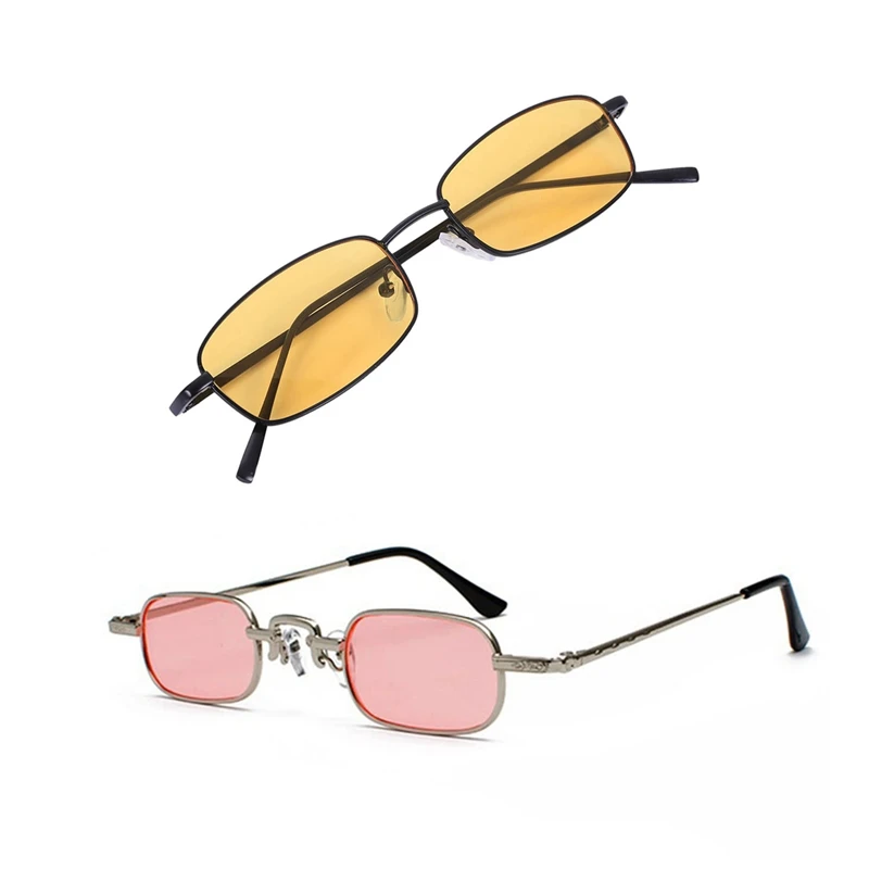 

Женские и мужские прямоугольные солнцезащитные очки S8004 черная оправа желтые и прозрачные Квадратные Солнцезащитные очки женские и мужские металлические очки-розовые и Серебристые