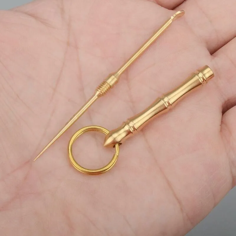 

Toothpick ear scoop Bronze one double head double multi-functional portable fruit pick toothpick artifact key pendant