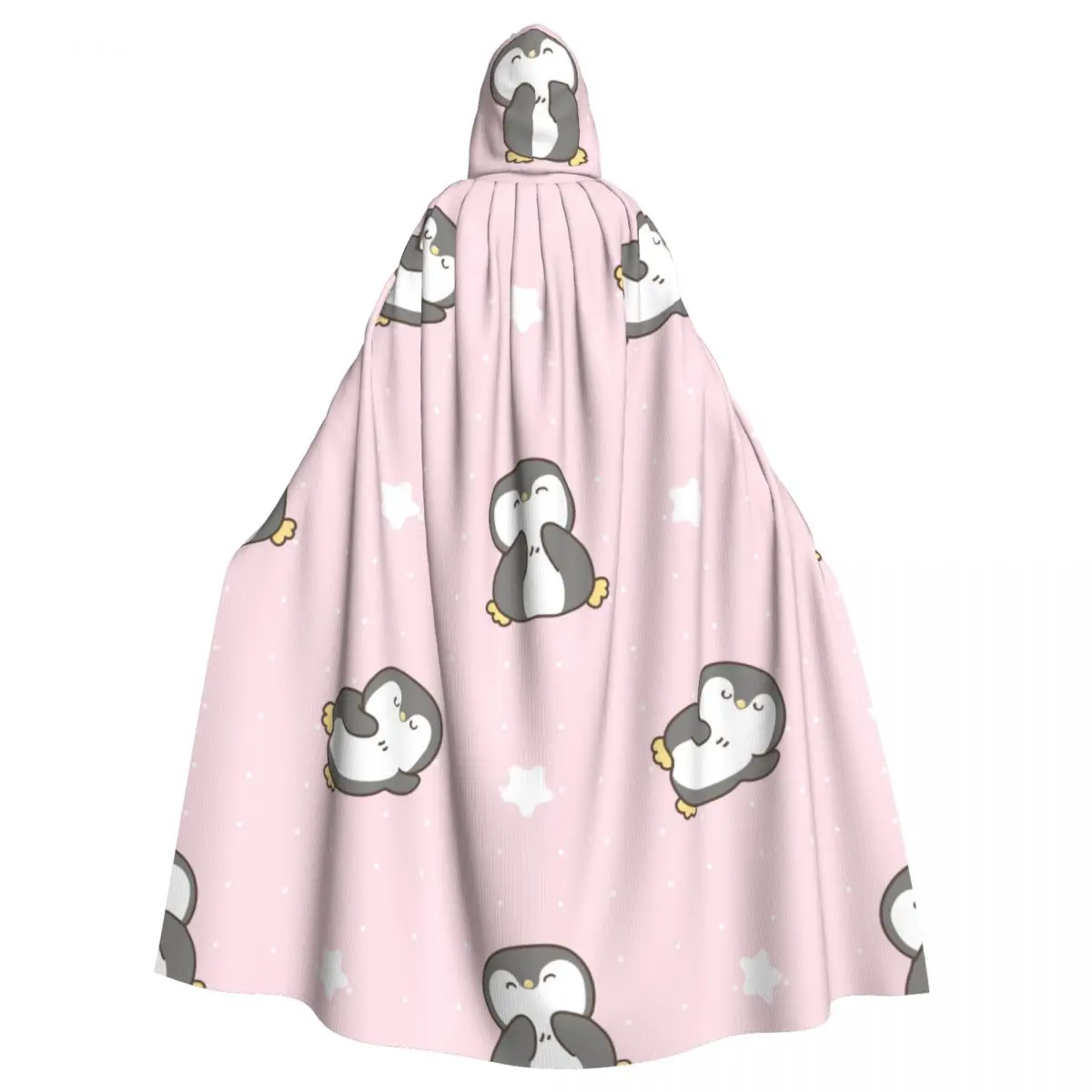 

Adult Cloak Cape Hooded Penguin White Dots Stars Medieval Costume Witch Wicca Vampire Elf Purim Carnival Party