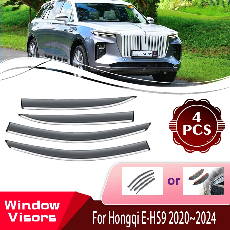 

Window Visors For Hongqi E-HS9 EHS9 E HS9 2020 2021 2022 2023 2023 Car Window Wind Sun Rain Visor Set Deflector Car Accessories
