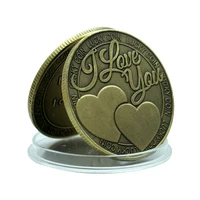 heart shaped i love you metal coins lucky four leaf clover coins best gifts for mothers day valentine souvenir gifts