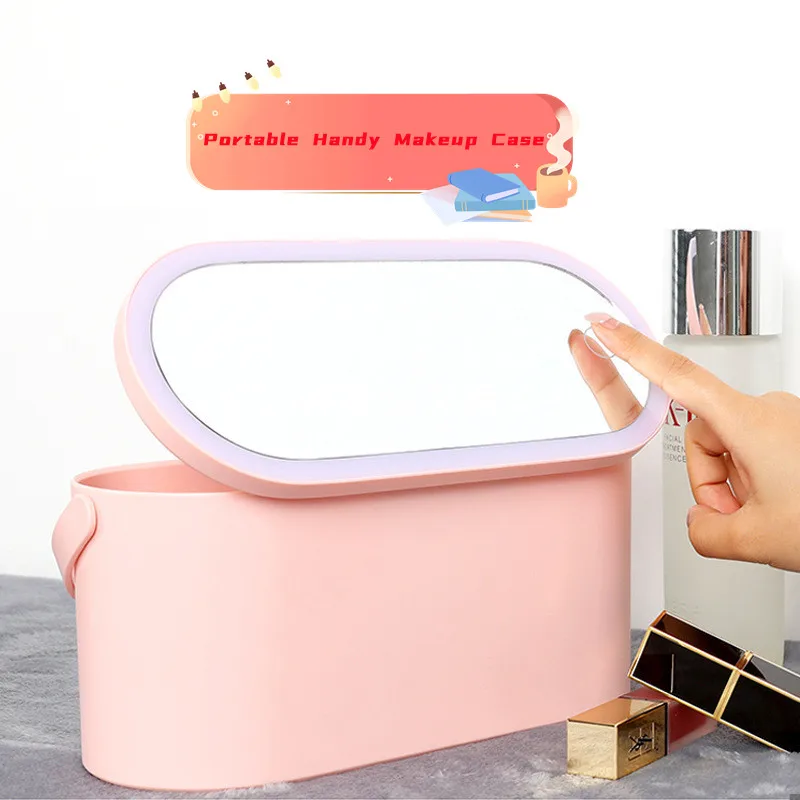 

Portable LED Light Makeup Mirror Vanity Lights Compact Make Up Pocket Mirrors Vanity Cosmetic Hand Folding Led Mirror Lamp Gift