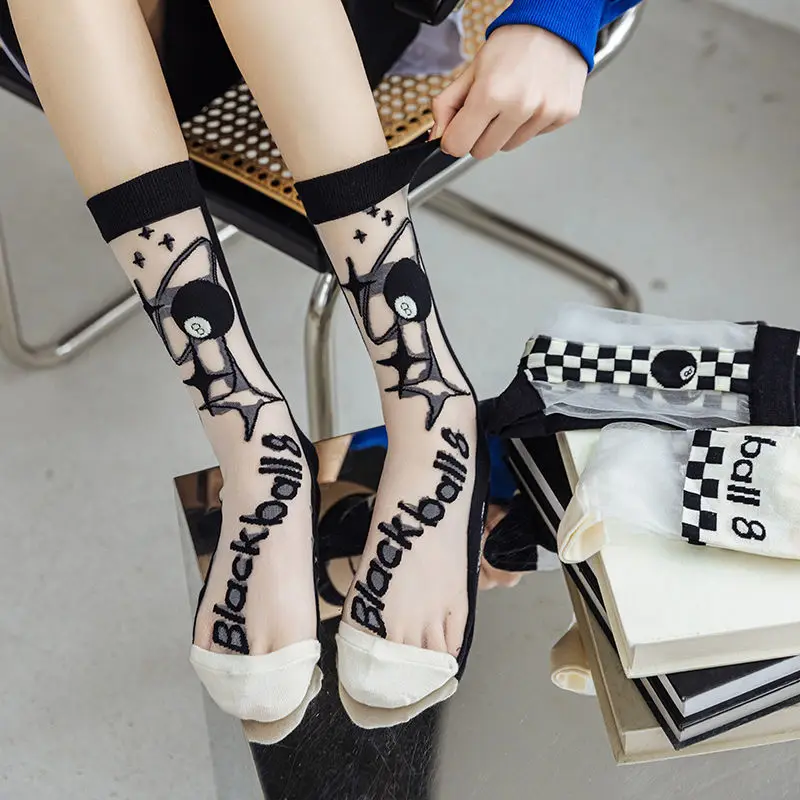 

Женские клетчатые носки весна-лето тонкие хлопковые стеклянные шелковые чулки Ретро прозрачные шелковые чулки с кристаллами