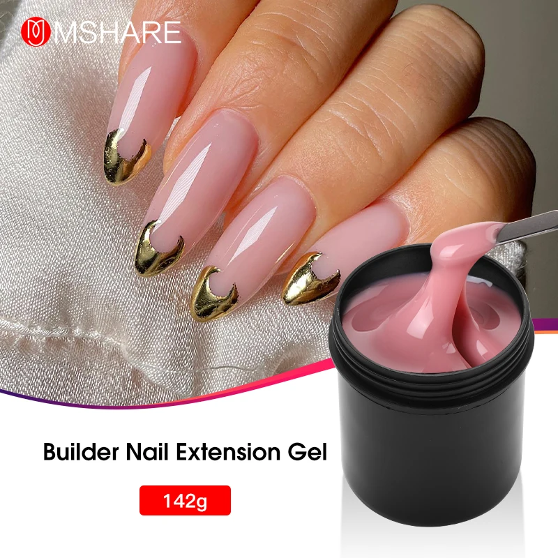 

MSHARE Nude Pink Gel for Extension Builder Uv Nail Self Leveling Alignment Low Burn Heat Hard Gel Manicure For Nails Finger 142g