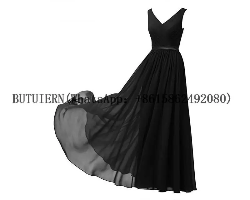 

V-Neck Evening Gowns Prom Dresses Formal Empire Waist Floor-Length Robes De Soiree Party Gowns